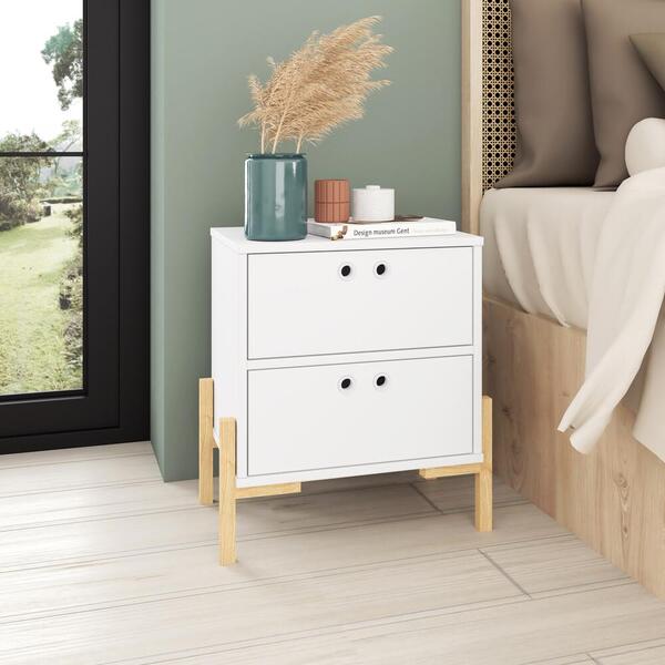 Mesa De Cabeceira Com 2 Gavetas Multimóveis Cr35039 Branca