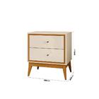 Mesa De Cabeceira Com 2 Gavetas Pés Em Madeira Maciça 58cm Ar