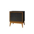 Mesa De Cabeceira Com 2 Gavetas Pés Em Madeira Maciça 58cm Ar