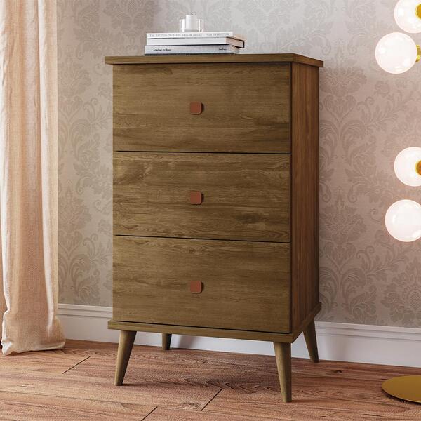 Mesa De Cabeceira Com 3 Gavetas Manila Freijó