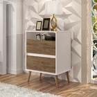 Mesa De Cabeceira Com Duas Gavetas E Pés Palito Lotus Off Whi