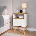 Mesa De Cabeceira Com Gaveta Flex Jade Off White Com Nature