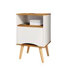 Mesa De Cabeceira Com Gaveta Flex Jade Off White Com Nature