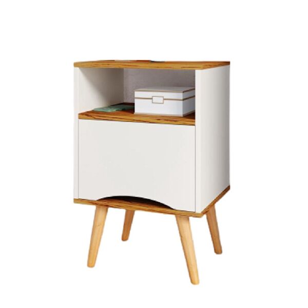 Mesa De Cabeceira Com Gaveta Flex Jade Off White Com Nature