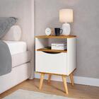 Mesa De Cabeceira Com Gaveta Flex Jade Off White Com Nature