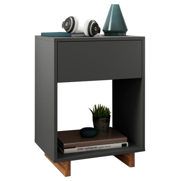 Mesa De Cabeceira Com Gaveta Nomad Cri6000 Grafite Castanho Apt Leroy