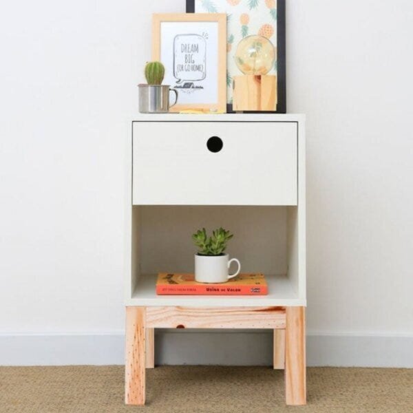 Mesa De Cabeceira Com Gaveta Paulista Espresso Móveis Branco