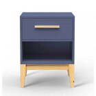 Mesa De Cabeceira Com Gaveta Pine Espresso Móveis Azul Petról