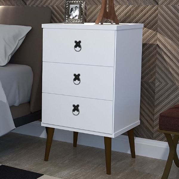 Mesa De Cabeceira Com Gavetas Clark Branco