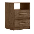 Mesa De Cabeceira Com Nicho 2 Gavetas Castanho Wood Baunilha