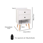 Mesa de Cabeceira com Nicho e Duas Gavetas Retrô Mesinha Late