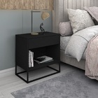 Mesa De Cabeceira Com Nicho E Gaveta Todo Preto