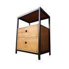 Mesa de Cabeceira com Nicho Vazado - Preto Eletrostático e Ma