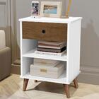 Mesa De Cabeceira Com Pés Palito Basoto Paris Branco Castanho