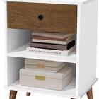 Mesa De Cabeceira Com Pés Palito Basoto Paris Branco Castanho