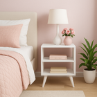 Mesa De Cabeceira Com Prateleiras e Com Pés Mesinha Canto Dec