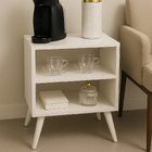 Mesa De Cabeceira Com Prateleiras e Com Pés Mesinha Canto Dec