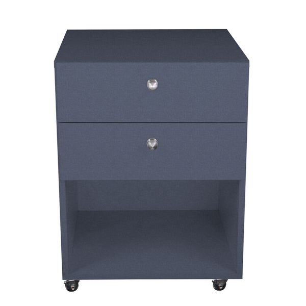 Mesa De Cabeceira Com Rodinha Quarto Com 2 Gavetas Azul Tam.