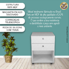 Mesa De Cabeceira Com Rodinha Quarto Com 2 Gavetas Branco Tam