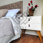 Mesa De Cabeceira Contemporânea 2 Gavetas Mdf Branco Pés Pali