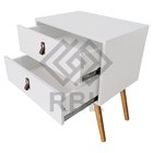 Mesa De Cabeceira Contemporânea 2 Gavetas Mdf Branco Pés Pali