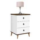 Mesa De Cabeceira Creta 3 Gv Retrô Branca Amêndoa