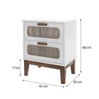 Mesa De Cabeceira Criado 2 Gavetas Pés De Madeira