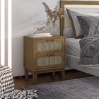 Mesa De Cabeceira Criado 2 Gavetas Pés De Madeira