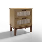 Mesa De Cabeceira Criado 2 Gavetas Pés De Madeira