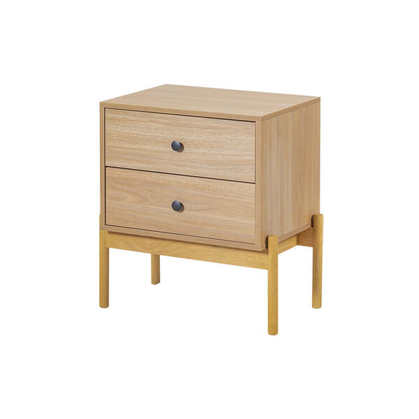 Mesa De Cabeceira De Madeira 2 Gavetas Aruna - Areia - Meu Mó