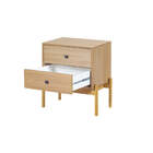 Mesa De Cabeceira De Madeira 2 Gavetas Aruna - Areia - Meu Mó