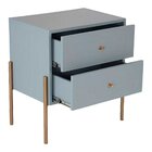 Mesa De Cabeceira De Madeira Com 2 Gavetas - Azul Céu Laca Co