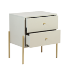 Mesa De Cabeceira De Madeira Com 2 Gavetas - Nude Laca Com Pu