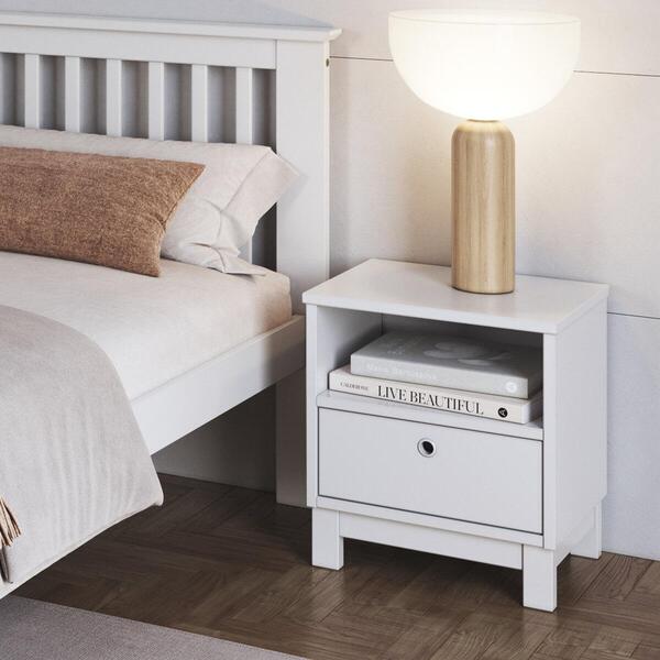 Mesa De Cabeceira De Madeira Maciça Com 1 Gaveta 40cm Multimó