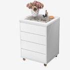 Mesa De Cabeceira Decor Branco C/ Vidro E Gaveta Colmeia