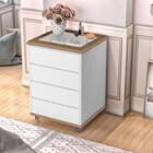 Mesa De Cabeceira Decor Com 4 Gavetas Branca Com Amêndoa Pote