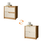 Mesa De Cabeceira Doblô 2 Gavetas Carvalho Grife Off White Vi