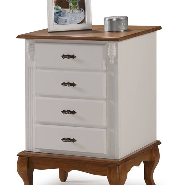 Mesa De Cabeceira Dolie Off White 4 Gavetas 80cm - 59893 Sun