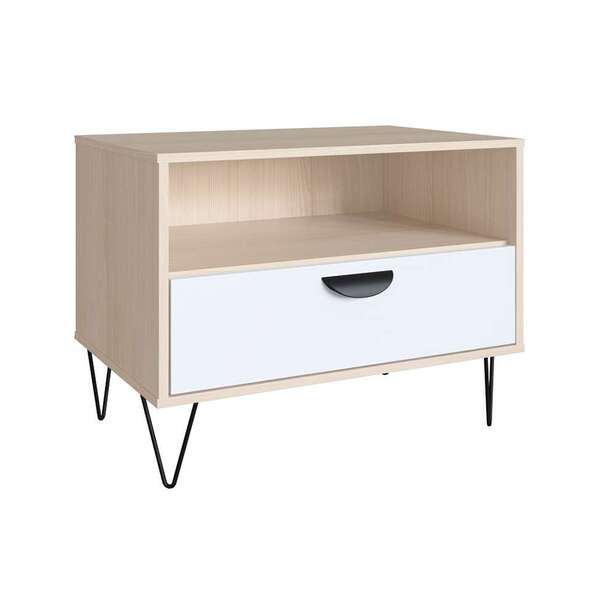 Mesa De Cabeceira Drawer 1 Gv Nature E Branca 67 Cm