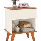 Mesa De Cabeceira Duda  1 Gaveta Pés Palito Off White/freijo