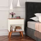 Mesa De Cabeceira Duda  1 Gaveta Pés Palito Off White/freijo