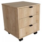 Mesa De Cabeceira Dumbo 3 Gavetas Com Rodízios Amadeirado - F