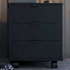 Mesa De Cabeceira Dumbo 3 Gavetas Com Rodízios Preto - Falkk