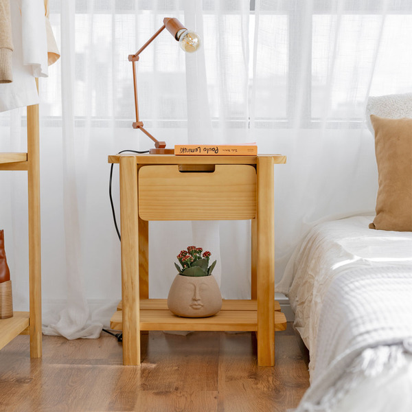 Mesa De Cabeceira Em Madeira Laguna - Mel