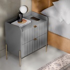 Mesa De Cabeceira Em Madeira Mdf Cinza Moriah 60cm Moderna Ci