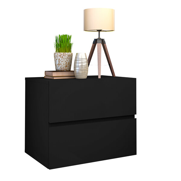 Mesa De Cabeceira Eros 45 Estilo Clean 2 Gavetas Corrediças T