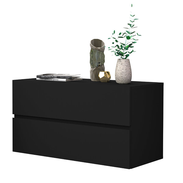 Mesa De Cabeceira Eros 60 Estilo Moderno Europeu Cor Preto