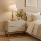 Mesa De Cabeceira Eros 60cm Estilo Industrial Base Dourado Ci