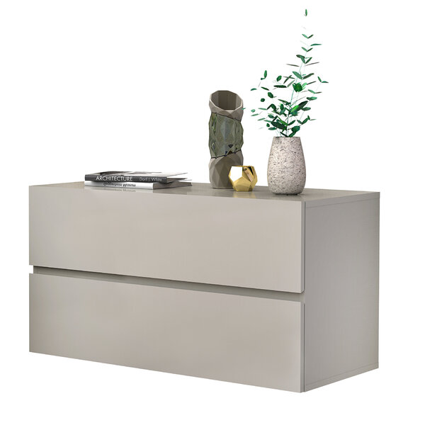 Mesa De Cabeceira Eros Parede Suspenso 2 Gavetas Cor Off White