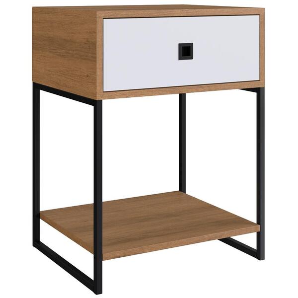 Mesa De Cabeceira Estilo Industrial 01 Gvt P1026 Mell Branco